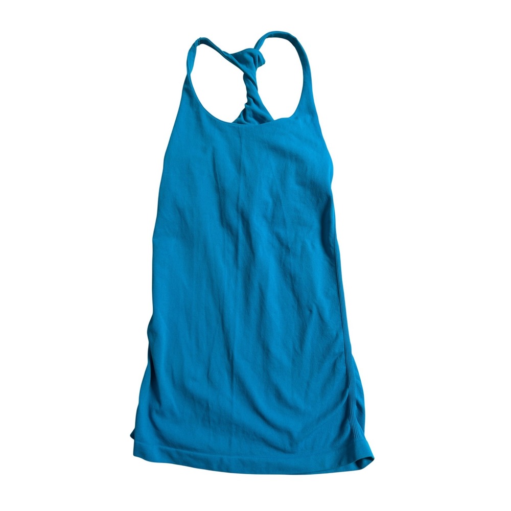 Bebe Womens Turquoise Blue Twisted Racerback Seamless Athletic Tank Top